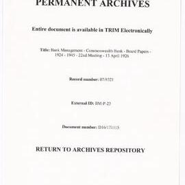 Bank Management - Commonwealth Bank - Board Papers - 1924 - 1945 - 22nd Meeting - 13 April 1926