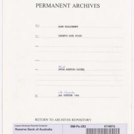 Bank Management - Reserve Bank of Australia Board Papers - 281st Meeting - 6 November 1984