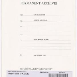 Bank Management - Reserve Bank of Australia Board Papers - 280th Meeting - 2 October 1984