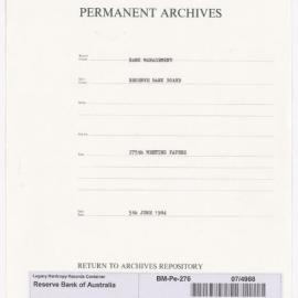 Bank Management - Reserve Bank of Australia Board Papers - 275th Meeting - 5 June 1984