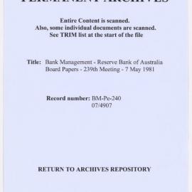 Bank Management - Reserve Bank of Australia Board Papers - 239th Meeting - 7 May 1981