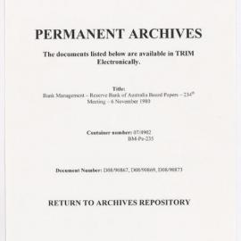 Bank Management - Reserve Bank of Australia Board Papers - 234th Meeting - 6 November 1980