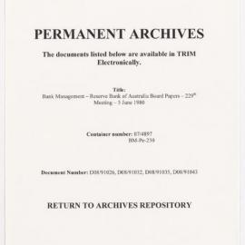 Bank Management - Reserve Bank of Australia Board Papers - 229th Meeting - 5 June 1980