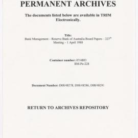 Bank Management - Reserve Bank of Australia Board Papers - 227th Meeting - 1 April 1980