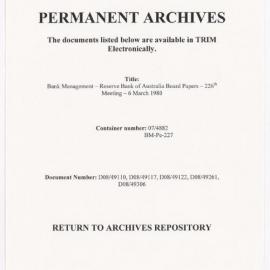 Bank Management - Reserve Bank of Australia Board Papers - 226th Meeting - 6 March 1980