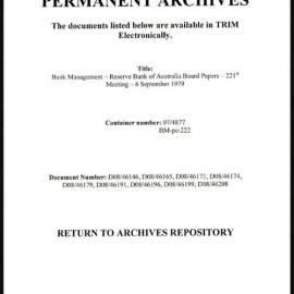 Bank Management - Reserve Bank of Australia Board Papers - 221st Meeting - 6 September 1979