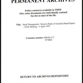 Bank Management - Reserve Bank of Australia Board Papers - 216th Meeting - 5 April 1979