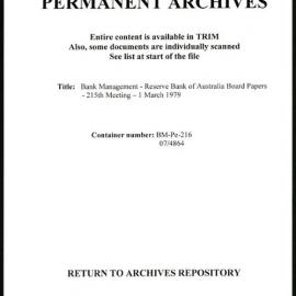 Bank Management - Reserve Bank of Australia Board Papers - 215th Meeting - 1 March 1979