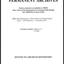 Bank Management - Reserve Bank of Australia Board Papers - 212th Meeting - 2 November 1978