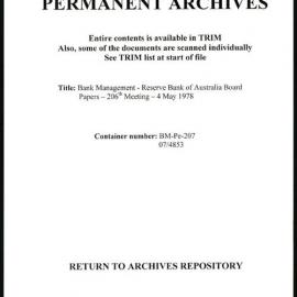 Bank Management - Reserve Bank of Australia Board Papers - 206th Meeting - 4 May 1978