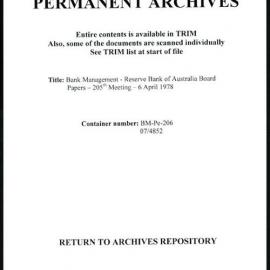 Bank Management - Reserve Bank of Australia Board Papers - 205th Meeting - 6 April 1978