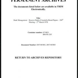 Bank Management - Reserve Bank of Australia Board Papers - 204th Meeting - 2 March 1978