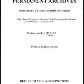 Bank Management - Reserve Bank of Australia Board Papers - 202nd Meeting - 12 January 1978