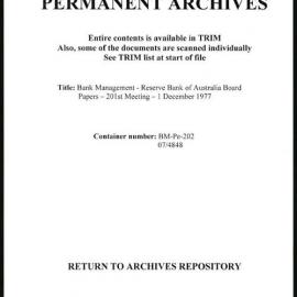 Bank Management - Reserve Bank of Australia Board Papers - 201st Meeting - 1 December 1977