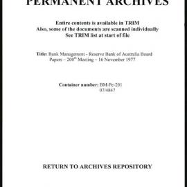 Bank Management - Reserve Bank of Australia Board Papers - 200th Meeting - 16 November 1977