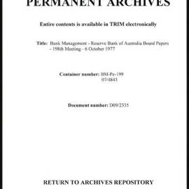 Bank Management - Reserve Bank of Australia Board Papers - 198th Meeting - 6 October 1977