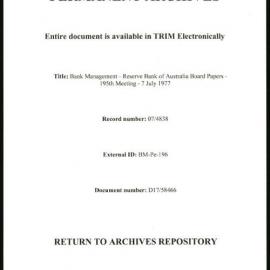 Bank Management - Reserve Bank of Australia Board Papers - 195th Meeting - 7 July 1977