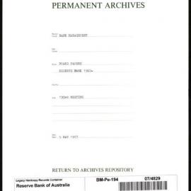 Bank Management - Reserve Bank of Australia Board Papers - 193rd Meeting - 5 May 1977