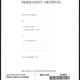 Bank Management - Reserve Bank of Australia Board Papers - 185th Meeting - 2 September 1976