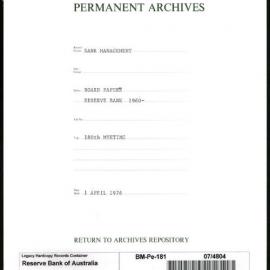 Bank Management - Reserve Bank of Australia Board Papers - 180th Meeting - 1 April 1976