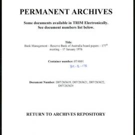 Bank Management - Reserve Bank of Australia Board Papers - 177th Meeting - 15 January 1976