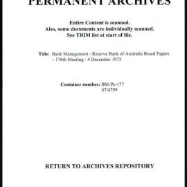 Bank Management - Reserve Bank of Australia Board Papers - 176th Meeting - 4 December 1975