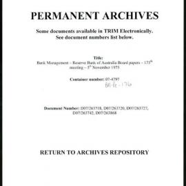Bank Management - Reserve Bank of Australia Board Papers - 175th Meeting - 5 November 1975