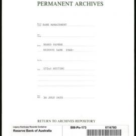 Bank Management - Reserve Bank of Australia Board Papers - 172nd Meeting - 30 July 1975