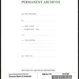 Bank Management - Reserve Bank of Australia Board Papers - 170th Meeting - 7 May 1975