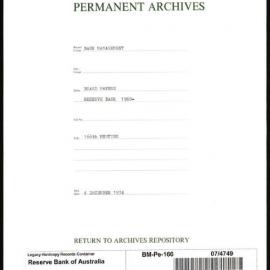 Bank Management - Reserve Bank of Australia Board Papers - 166th Meeting - 4 December 1974