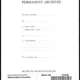 Bank Management - Reserve Bank of Australia Board Papers - 165th Meeting - 6 November 1974