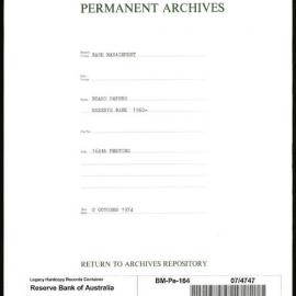 Bank Management - Reserve Bank of Australia Board Papers - 164th Meeting - 2 October 1974