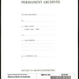 Bank Management - Reserve Bank of Australia Board Papers - 163rd Meeting - 4 September 1974