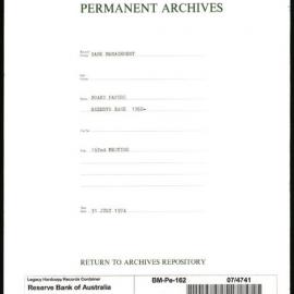 Bank Management - Reserve Bank of Australia Board Papers - 162nd Meeting - 31 July 1974