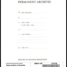 Bank Management - Reserve Bank of Australia Board Papers - 159th Meeting - 8 May 1974