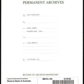Bank Management - Reserve Bank of Australia Board Papers - 154th Meeting - 7 November 1973