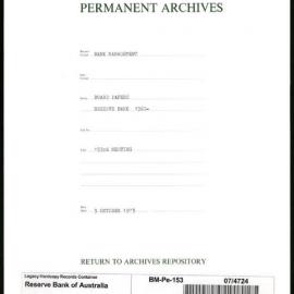 Bank Management - Reserve Bank of Australia Board Papers - 153rd Meeting - 3 October 1973