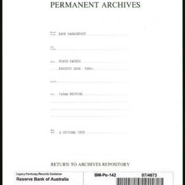 Bank Management - Reserve Bank of Australia Board Papers - 142nd Meeting - 4 October 1972