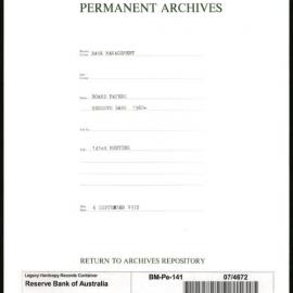 Bank Management - Reserve Bank of Australia Board Papers - 141st Meeting - 6 September 1972