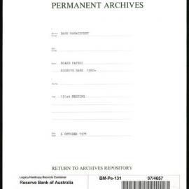 Bank Management - Reserve Bank of Australia Board Papers - 131st Meeting - 6 October 1971