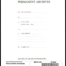 Bank Management - Reserve Bank of Australia Board Papers - 124th Meeting - 3 March 1971