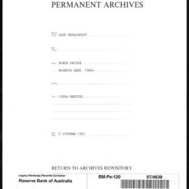 Bank Management - Reserve Bank of Australia Board Papers - 120th Meeting - 7 October 1970