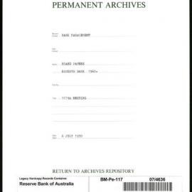 Bank Management - Reserve Bank of Australia Board Papers - 117th Meeting - 8 July 1970
