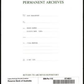 Bank Management - Reserve Bank of Australia Board Papers - 115th Meeting - 6 May 1970