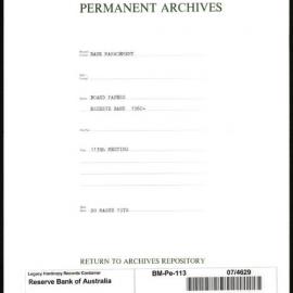 Bank Management - Reserve Bank of Australia Board Papers - 113th Meeting - 20 March 1970