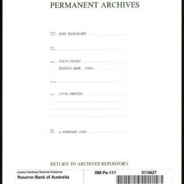 Bank Management - Reserve Bank of Australia Board Papers - 111th Meeting - 4 February 1970