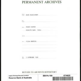 Bank Management - Reserve Bank of Australia Board Papers - 109th Meeting - 5 November 1969