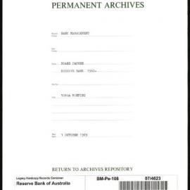 Bank Management - Reserve Bank of Australia Board Papers - 108th Meeting - 1 October 1969