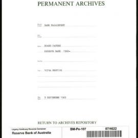 Bank Management - Reserve Bank of Australia Board Papers - 107th Meeting - 3 September 1969