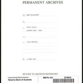 Bank Management - Reserve Bank of Australia Board Papers - 104th Meeting - 4 June 1969